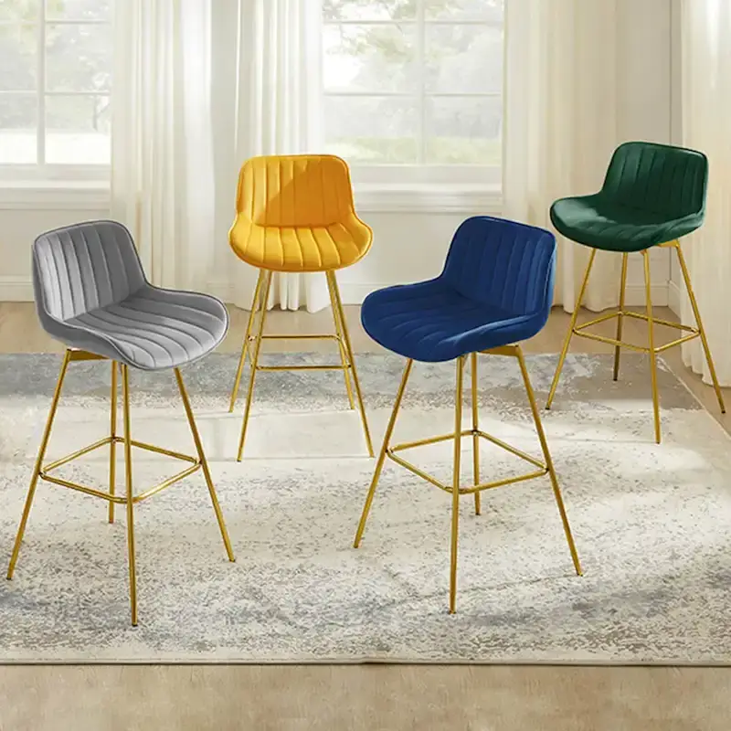 Modern Swivel Velvet Barstool