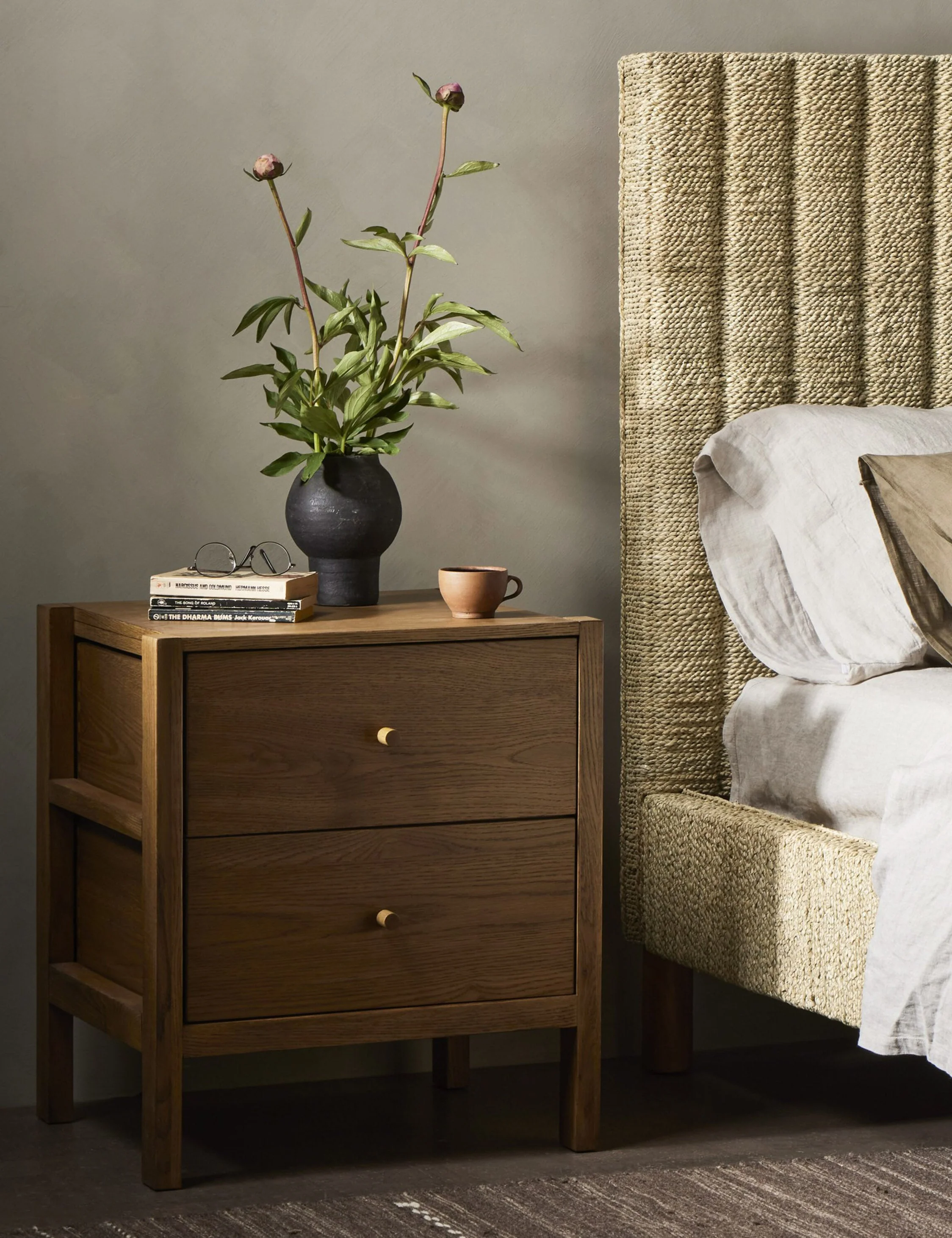 Nightstand - With its exposed framework and minimalist lines, this nightstand offers a fresh take on mid-century styling