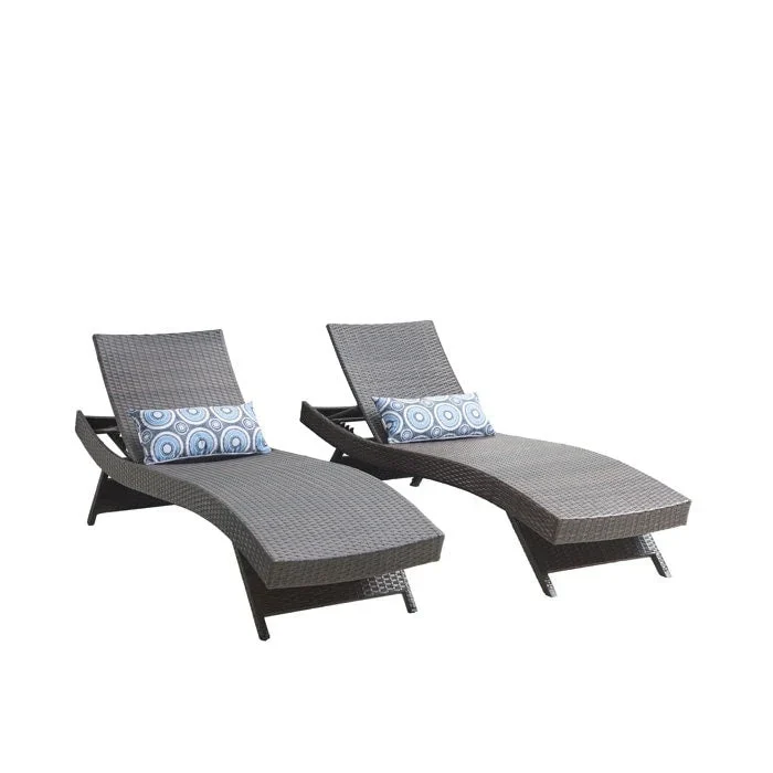 All Weather Wicker Chaise Lounge - Set of 2