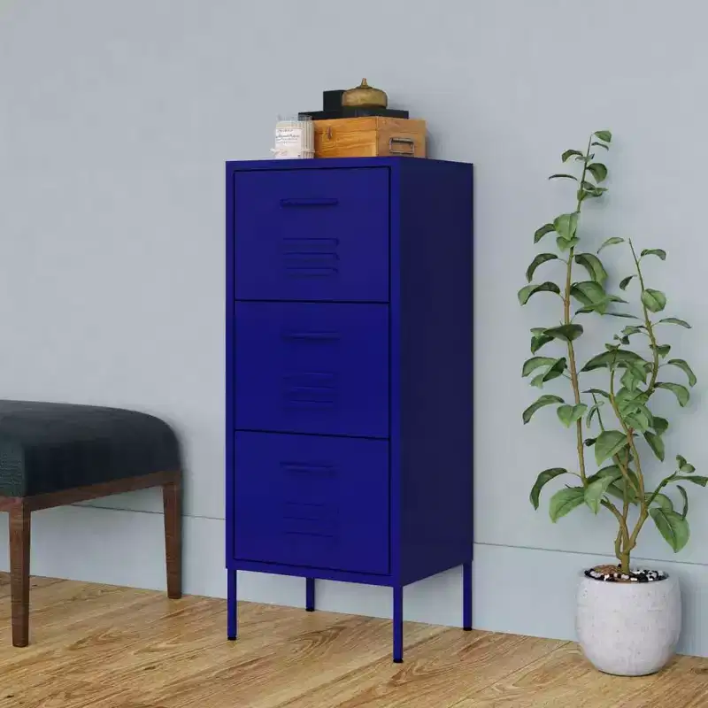 vidaXL Storage Cabinet Navy Blue Steel Medium Adjustable Feet - Navy Blue