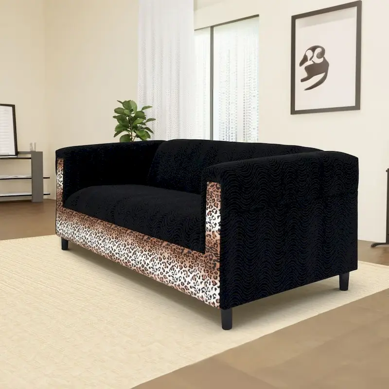 Coast to Coast Sofas Mid Century Modern 3 Seater Sofa Velvet Solid Wood Frame Upholstered
