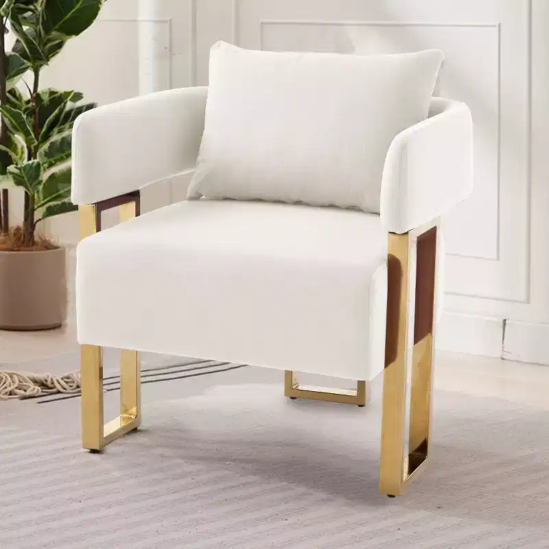 Set of 2 Modern Upholstered Accent Chairs with Gold Square Metal Legs & Foam Cushion, 26
