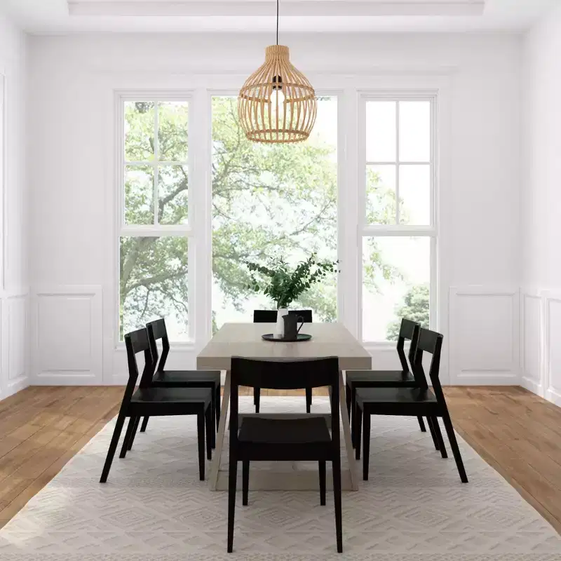 Plank+Beam 72 Classic Solid Wood Dining Table Set, Walnut Wirebrush, + 6 Chairs