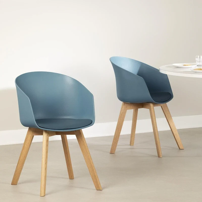 Set of 2 Dining Chairs with Wood Legs