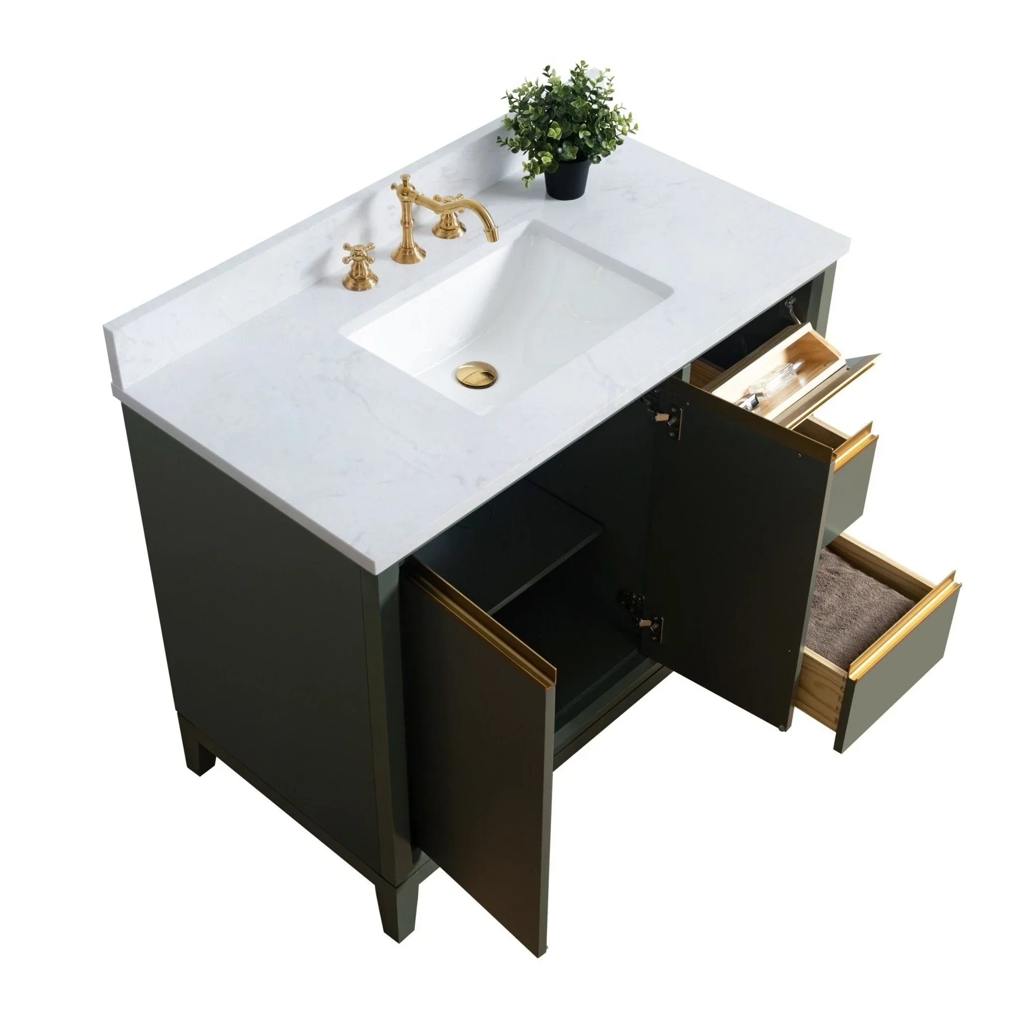 Vanity Art Bathroom Vanity with Ceramic Sink and Engineered Marble Top