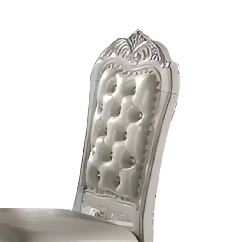 Acme Furniture 25" Dresden Dining Chair Fabric and Bone White Finish: Leather Upholstery, Wood Frame, Armrest, Spot Clean