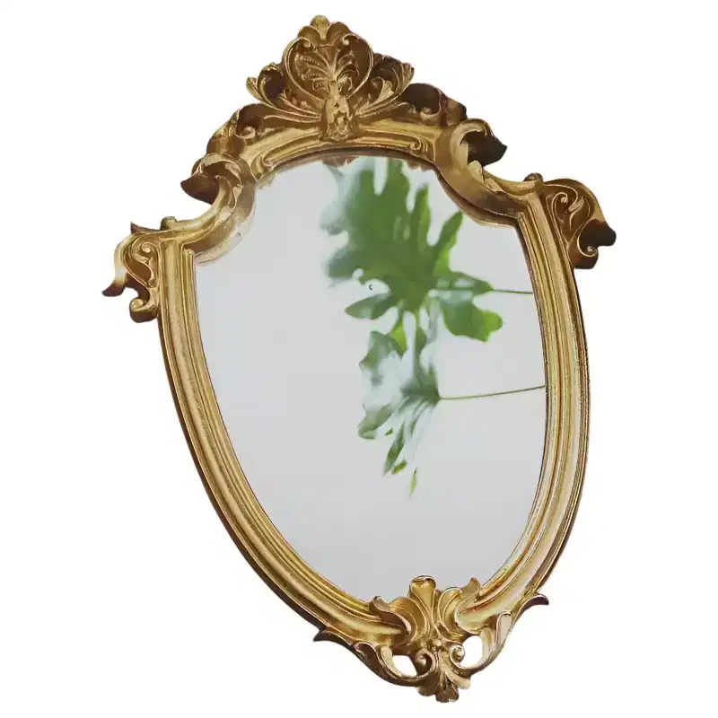 Vintage Baroque-Style Gold Oval Mirror – 12.25