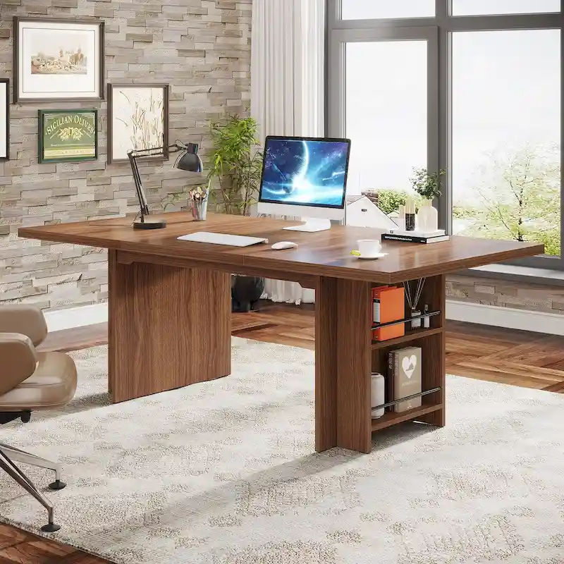 63-in Computer Desk, Large Office Executive Desk with Storage