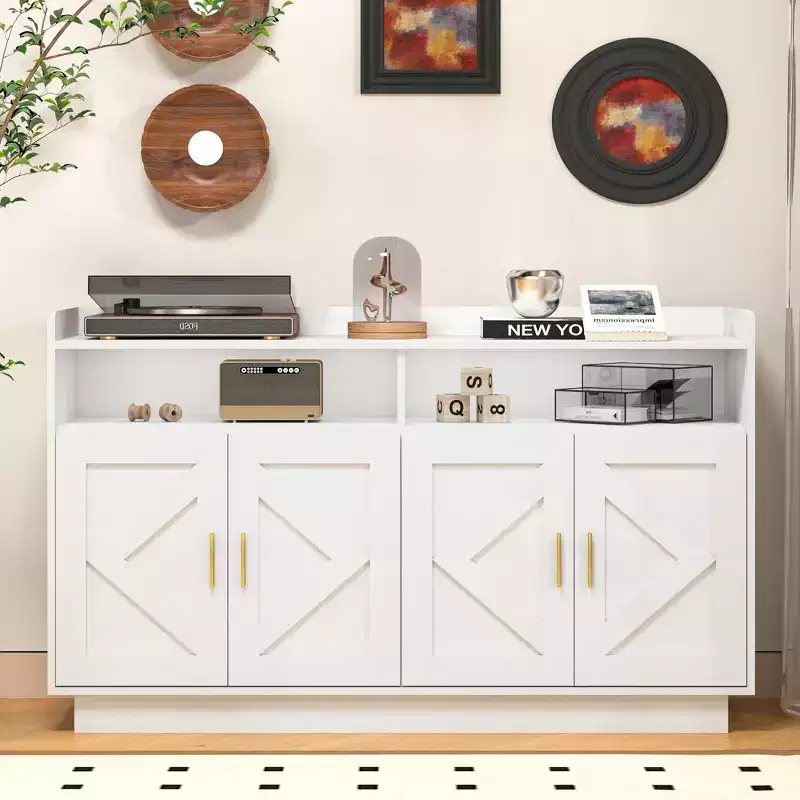 Sideboard Cabinet with 4 Doors and Metal Handles