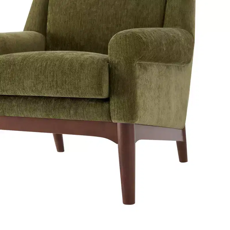 Whisen Sculptural Flared Arm Accent Chair with Solid Wood Frame Modern Reclined Upholstered Lounge Chair, Ergonomic Reading Chair