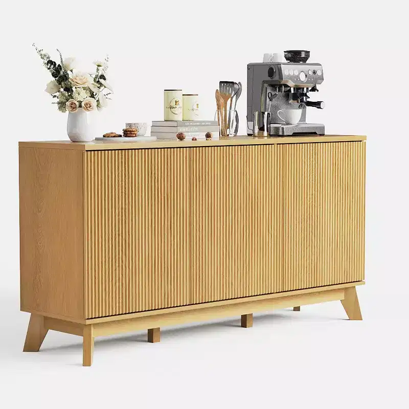 GustoWave 58 Modern Farmhouse Buffet Cabinet with Curved Doors - Wood Storage Sideboard for Dining Room, Coffee Bar Console, Living Room