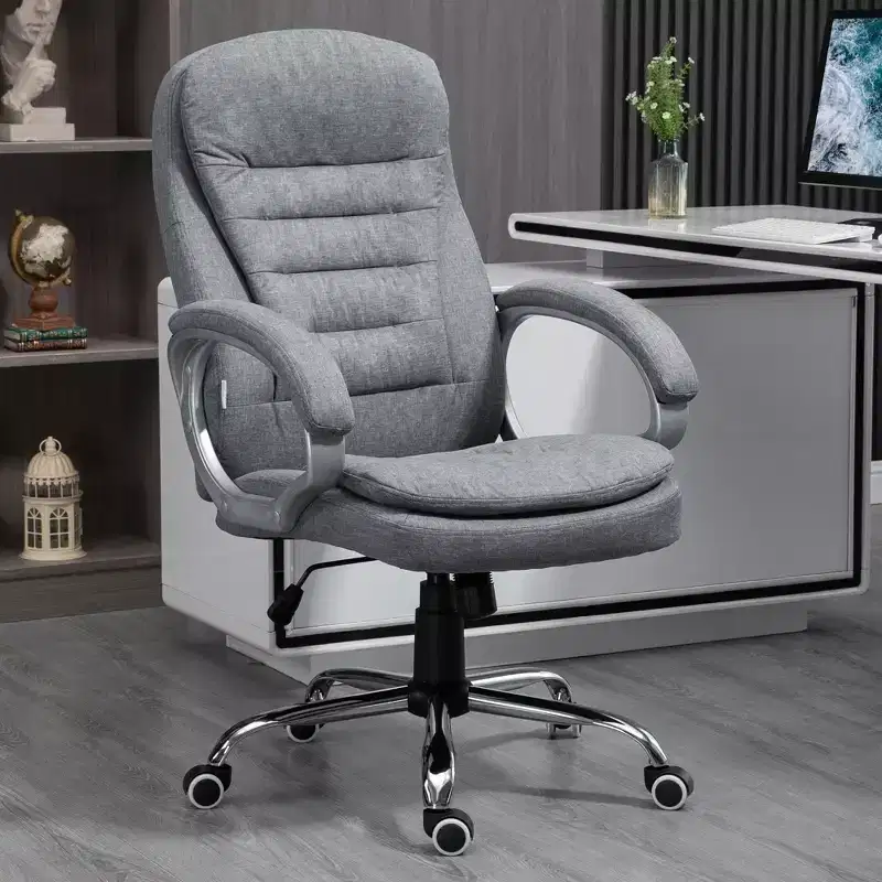 Ergonomic Office Chair with Adjustable Height & Padded Armrest, Criss Cross, Gray