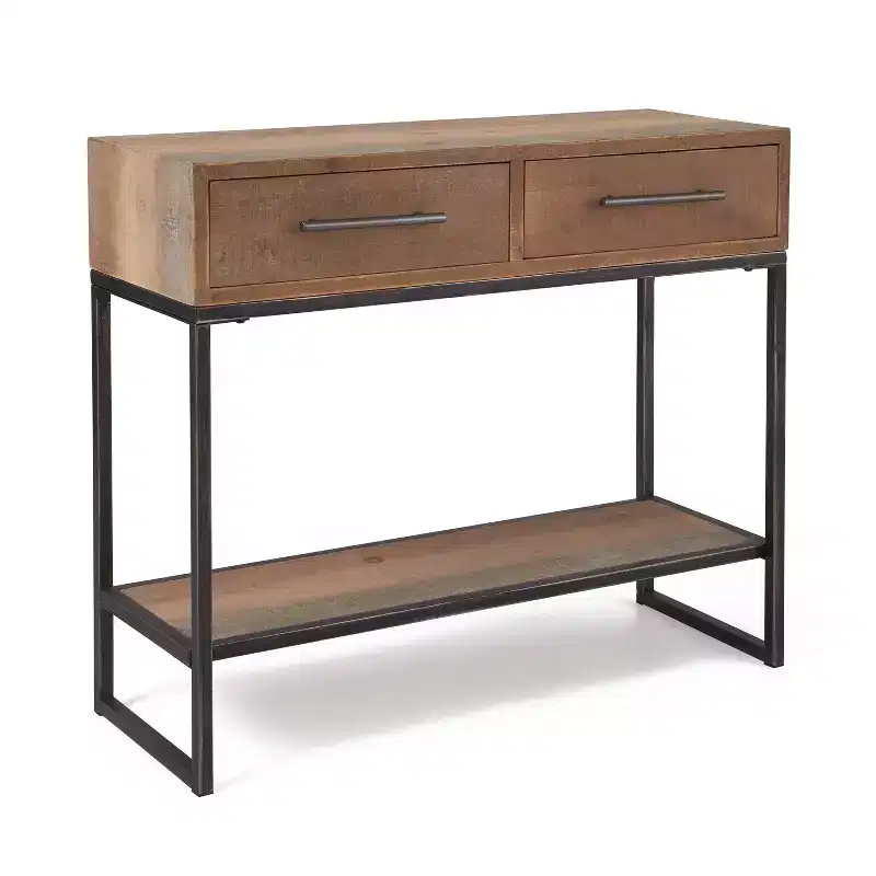 Console Table Brown - Modern Distressed Finish, 36