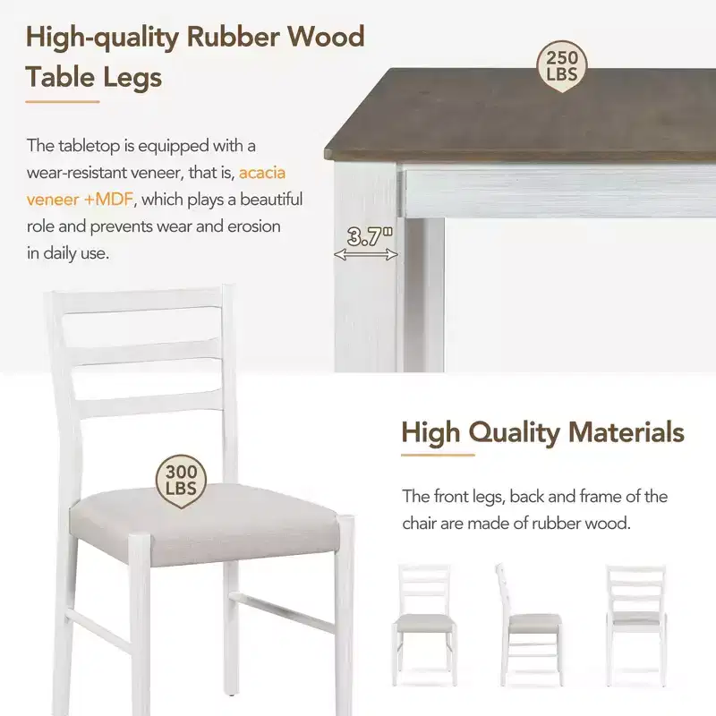 Whisen 7-Piece Wooden Dining Table Set Mutifunctional Extendable Table,12 Leaf and 2 Drawers, 6 Dining Chairs