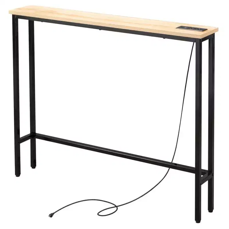 Rust Brown 1pcs Triamine Iron 100*15*79cm Entryway Table with Plugs