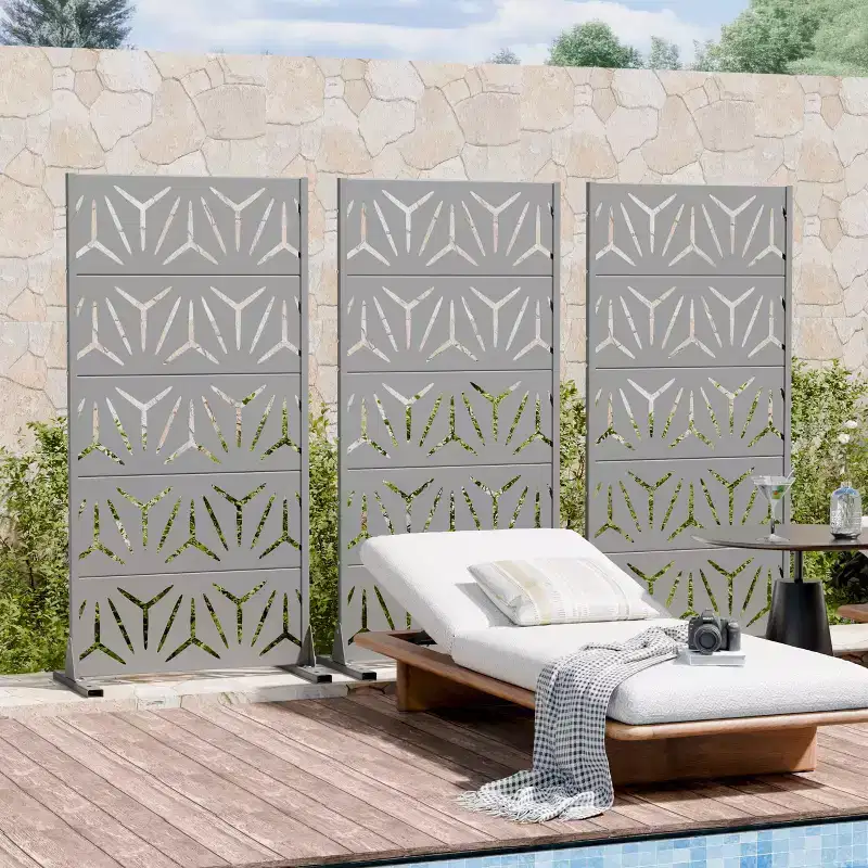 MAYEERTY Star 01 Gray Galvanized Steel Room Divider, 59x30x16, 5-Piece Double-Sided Decorative Screen