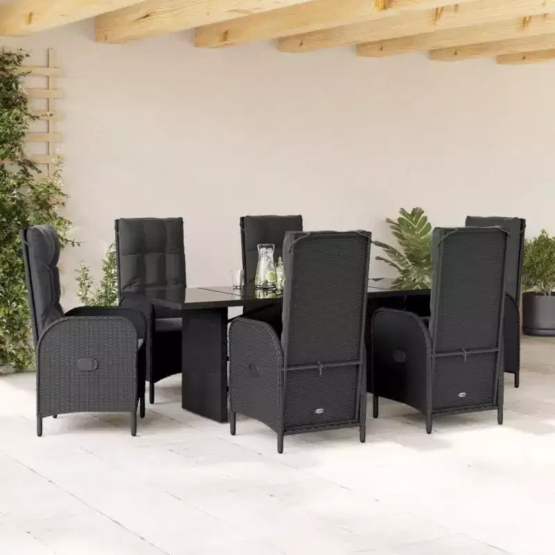 vidaXL Rectangular Garden Dining Set Poly Rattan