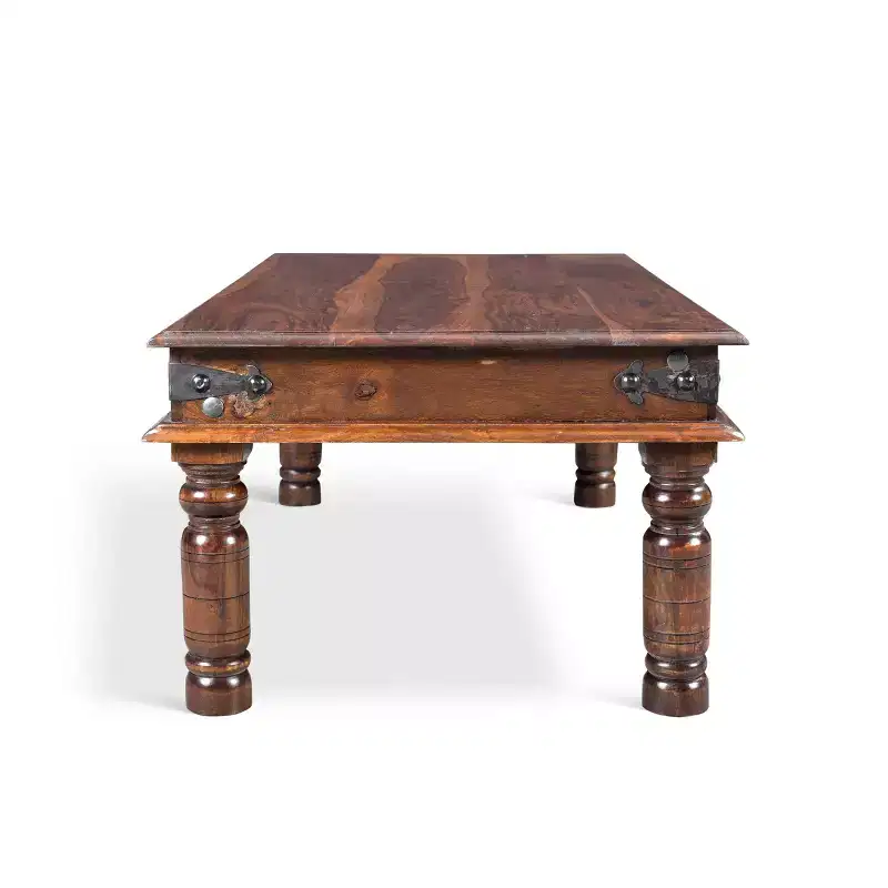 Handcrafted Thakat Rustic Coffee Table - (16H x 43W x 24D) - Natural - Timbergirl: Solid Indian Rosewood, Dry Dust Care