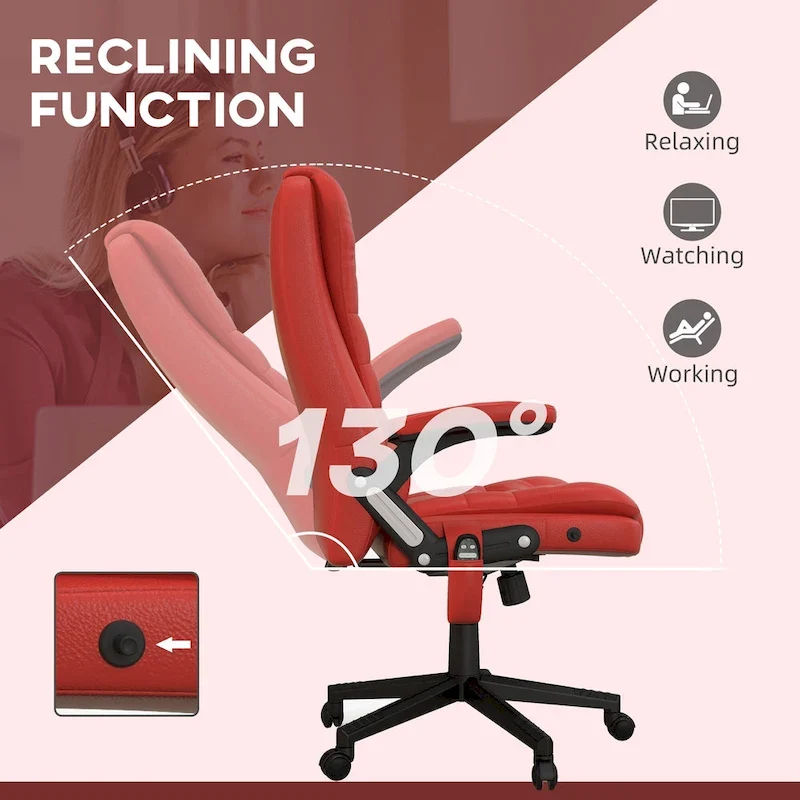 HOMCOM High Back Vibration Massage Office Chair with 6 Vibration Points, Beige