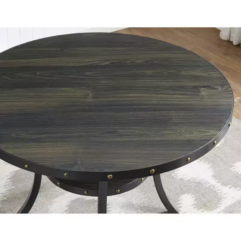 Espresso Wood Counter Height Round Nailhead Dining Table – 48