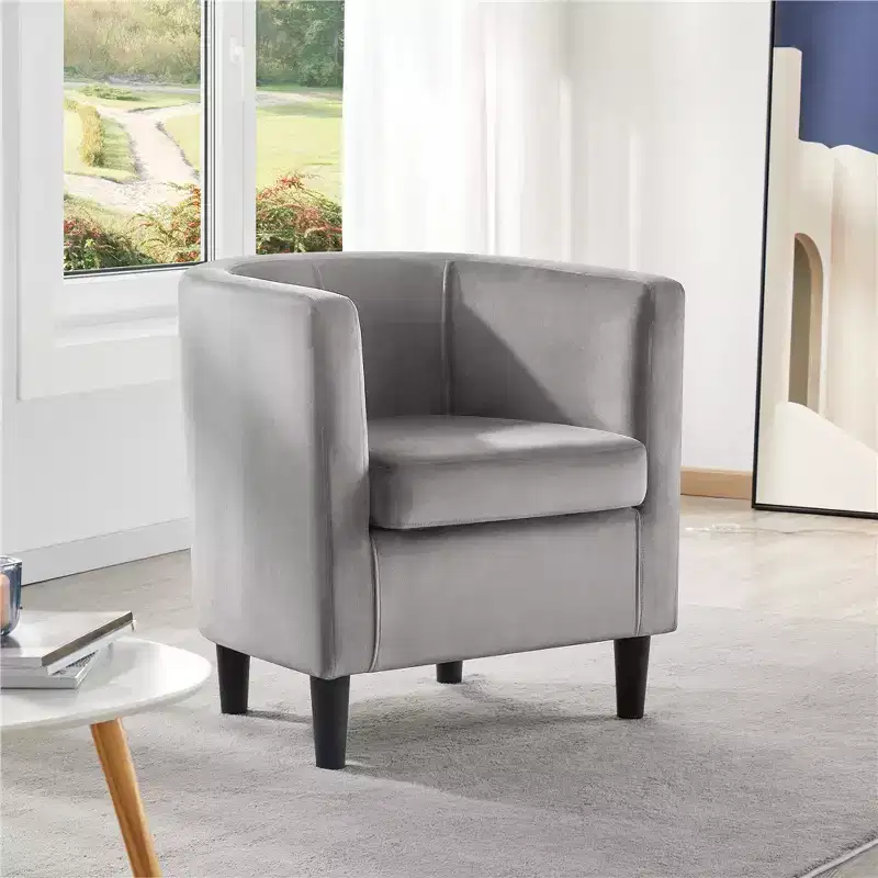 Yaheetech Upholstered Barrel Chair Accent Arm Chair