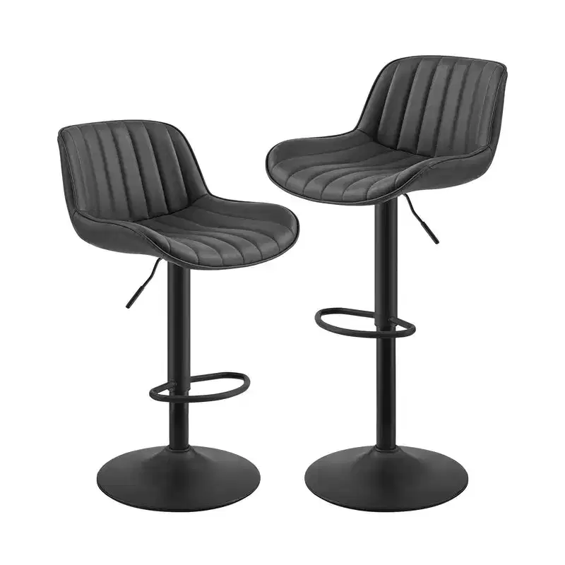 Faux Leather Adjustable Counter Height Barstools, set of 2-HOMLUX