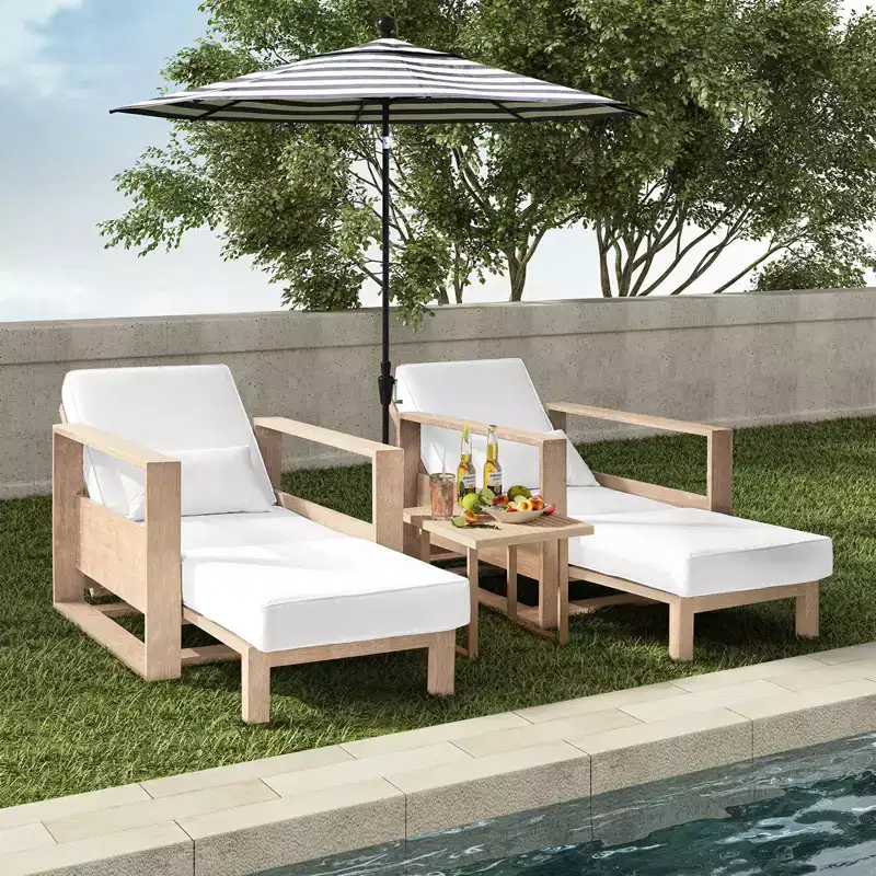 Amilcare Chaise Lounge with Adjustable Backrest Set of 2|HULALA HOME