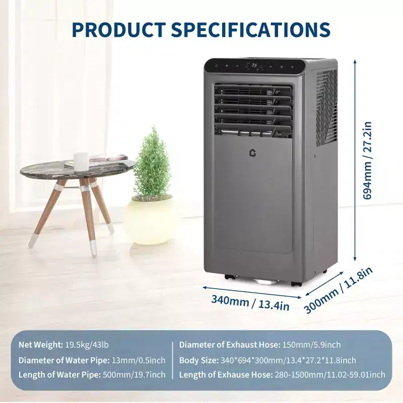 10,000 BTU Portable Air Conditioner, 3-in-1 Portable AC Unit with Fan & Dehumidifier, Room Air Conditioner Cools up to 450 Sq. Ft.