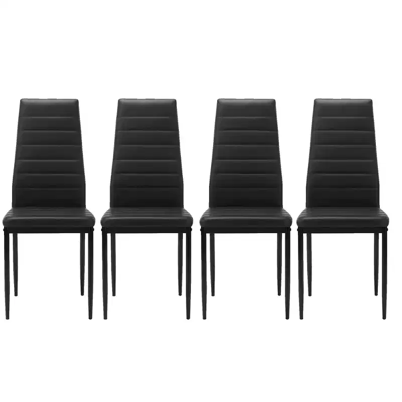 Okak Modern Style Dining Chairs Set of 4, Comfortable PU Leather Upholstery Kitchen Side Chairs with Silver Chrome Plated for Dining Table