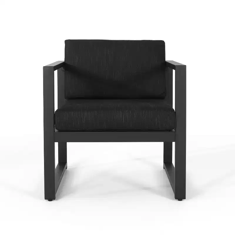 Christopher Knight Home Navan Modern Outdoor Aluminum Club Chair with Cushions, Black/Dark Gray