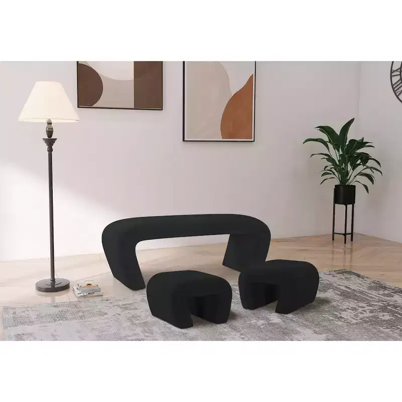 Meridian Furniture,Odelia Boucle Fabric Bench