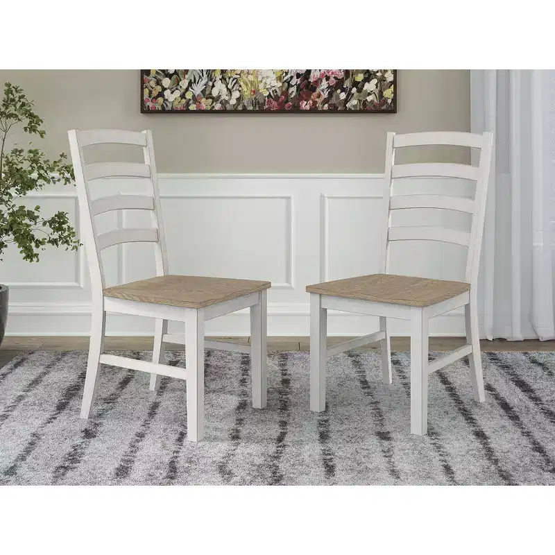 Signature Design by Ashley Westlinport Dining Room Side Chairs, Set of 2, White Frame with Brown Contoured Wood Seat