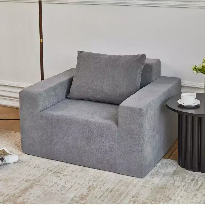 Large Bean Bag Sofa, High-Density Foam Floor Chair with Included Pillow, Modern Lazy Sofa Chair for Adults in Living Room
