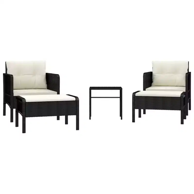 vidaXL Patio Furniture Set 5 Piece Outdoor Chair with Cushions Poly Rattan