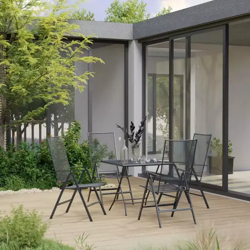 vidaXL Patio Dining Set Patio Mesh Dining Table and Chair Steel Anthracite