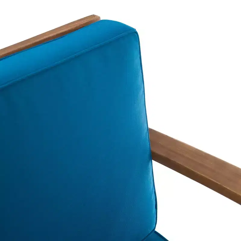 Perla 4pk Acacia Wood Club Chairs - Teak/Blue - Christopher Knight Home