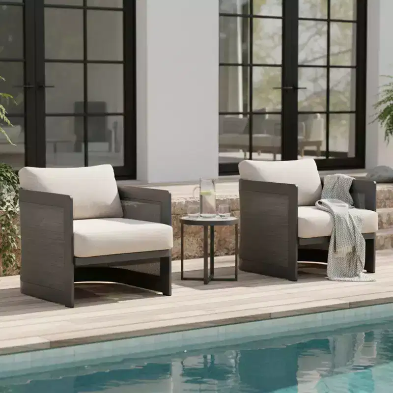Christopher Knight Home Kamal Modern Patio Aluminum Olefin Upholstered Club Chairs with Cushion
