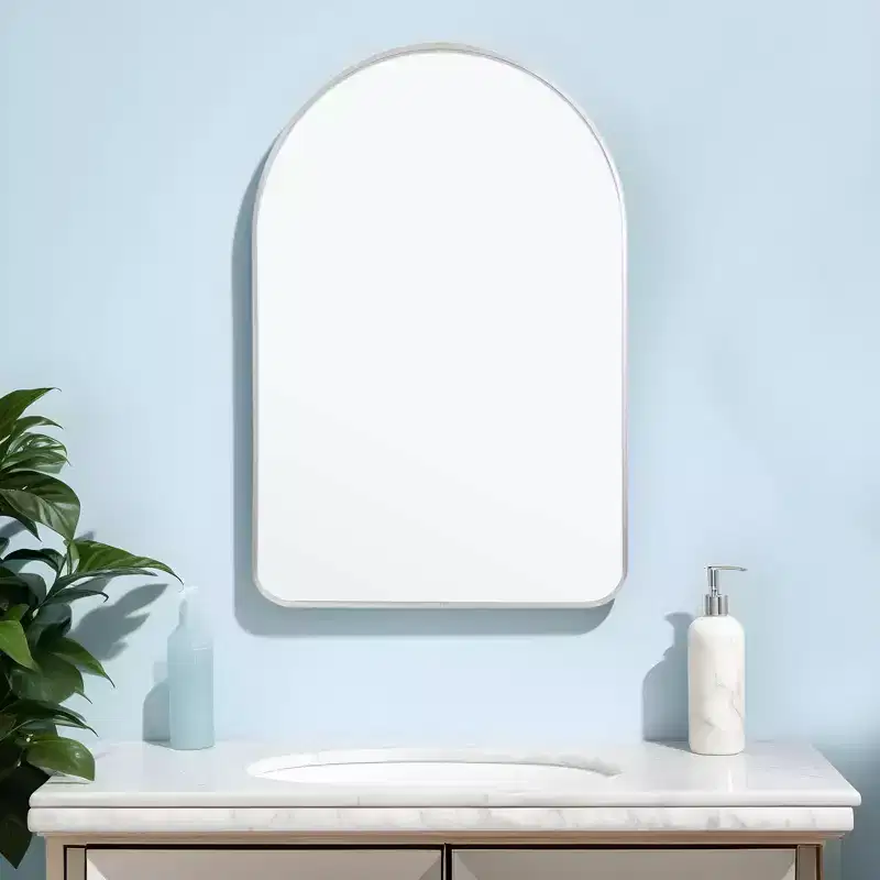 39 Silver Arch Metal Framed Bathroom Vanity Mirror