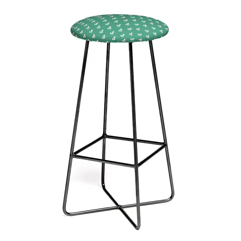 Maritza Lisa Retro Pink Leaf Pattern Barstool - Deny Designs