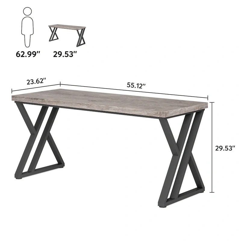 55-Inch Computer Desk with Z-Shape Metal Legs