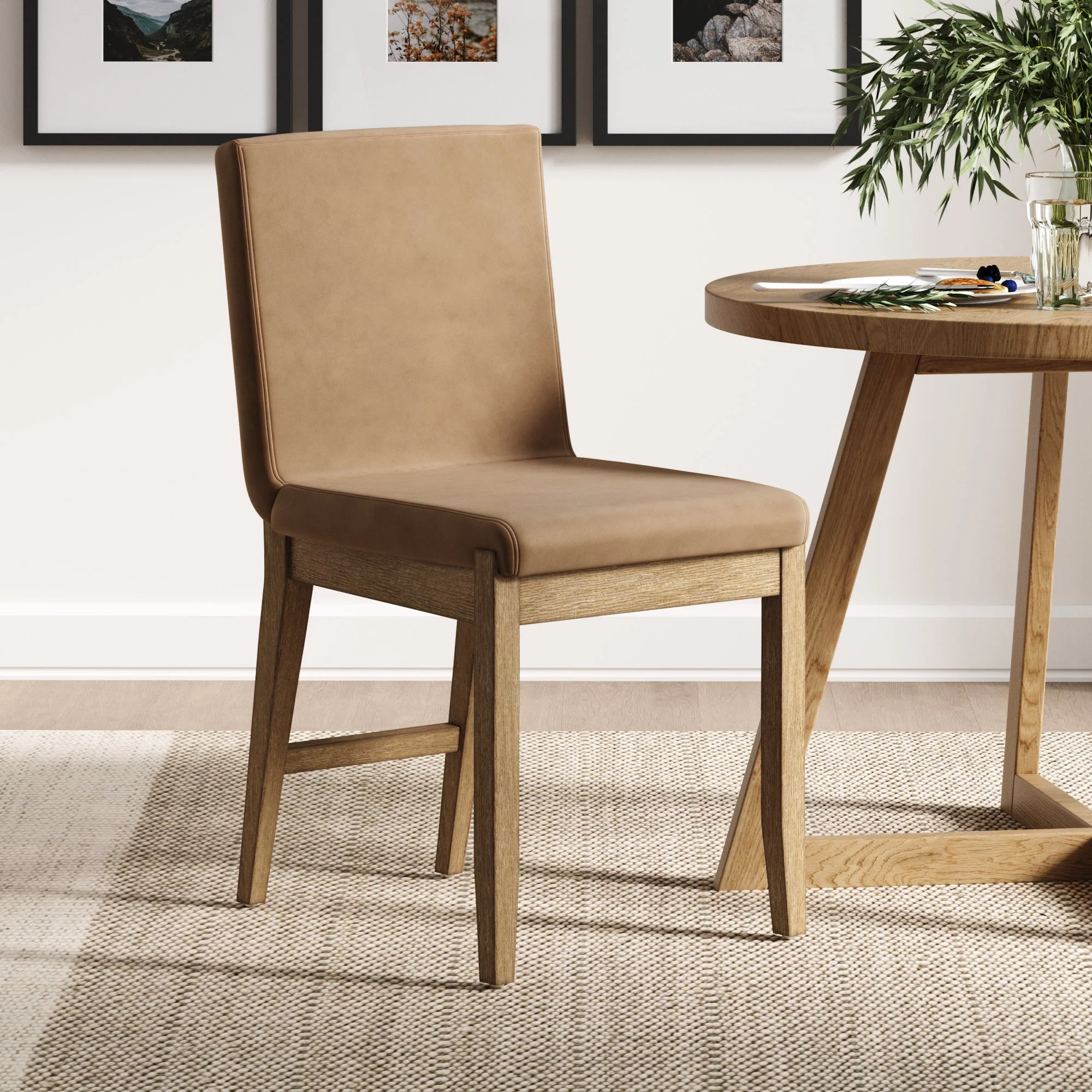 Exposed Back Dining Chair Brushed Light Brown