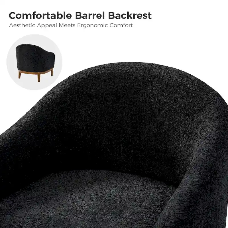 Augus Modern Boucle Accent Barrel Chair with Solid Wood Legs by HULALA HOME