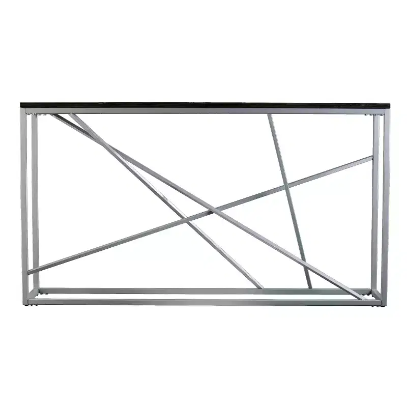 Faux Stone Skinny Console Table - Silver