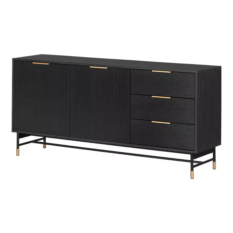 Sideboard Ash Oak/Gold: Modern Credenza with Storage, Entryway Cabinet, Buffet Server