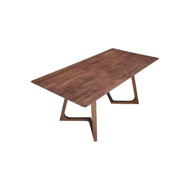 Grizzly Flats Dining Table Rectangular Walnut - Alder Bay: Modern Style, Seats 8, Wood Double Pedestal Base