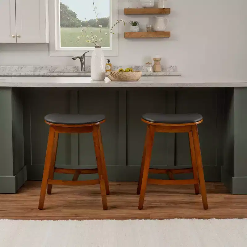 Linon Set of 2 Brynn Upholstered Counter Height Barstools Brown