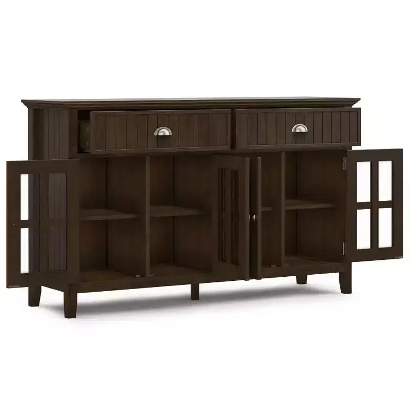 Large 4-Door Sideboard Buffet Brunette Brown