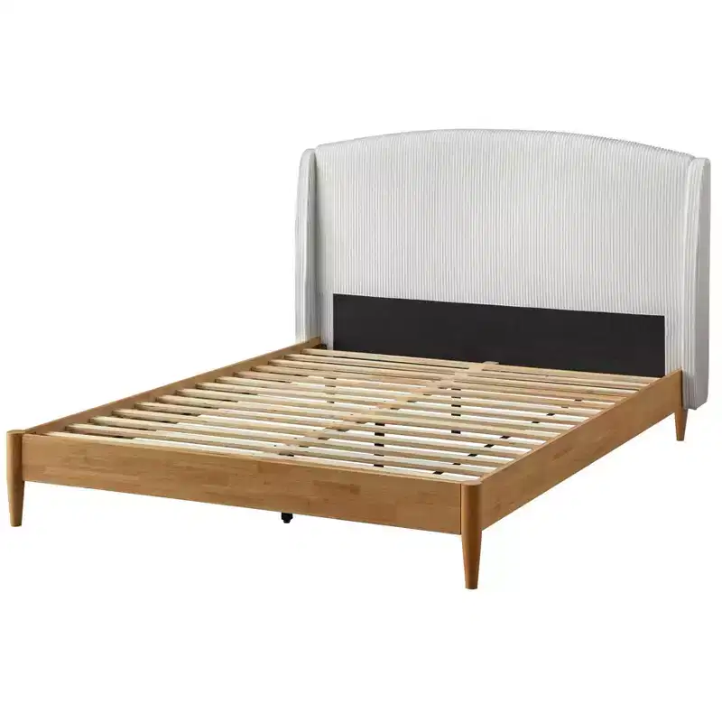 Lifestorey Catalina Platform Corduroy Queen Bed White