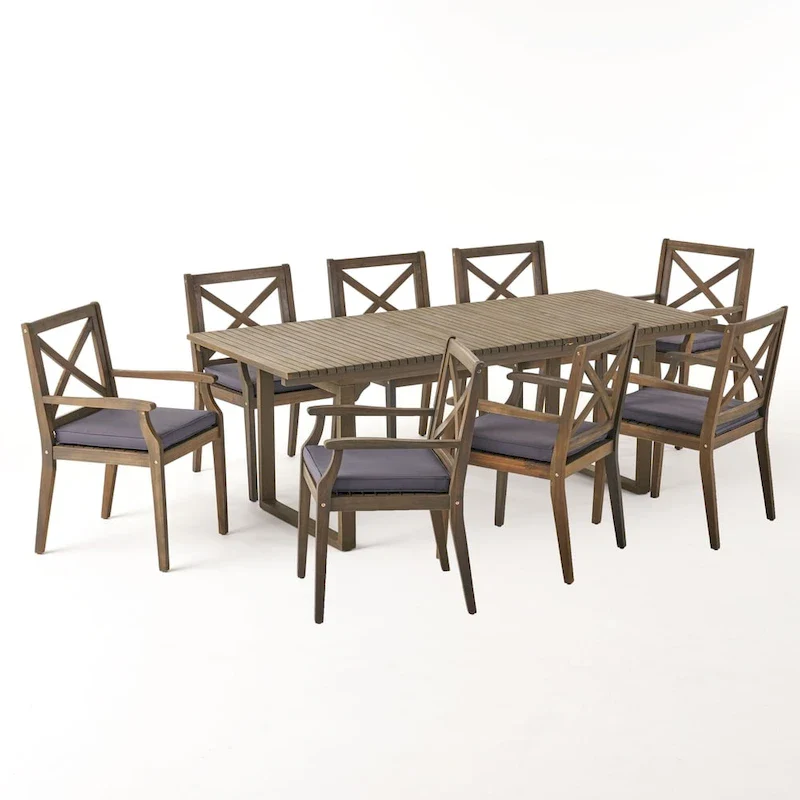 Belasera Acacia Wood 9-piece Expandable Table Outdoor Dining Set by Christopher Knight Home