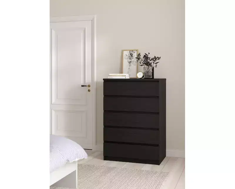 HomeStock 5.43 in.H Particle Board Vertical Dressers with 5 - Drawers in Black Finish